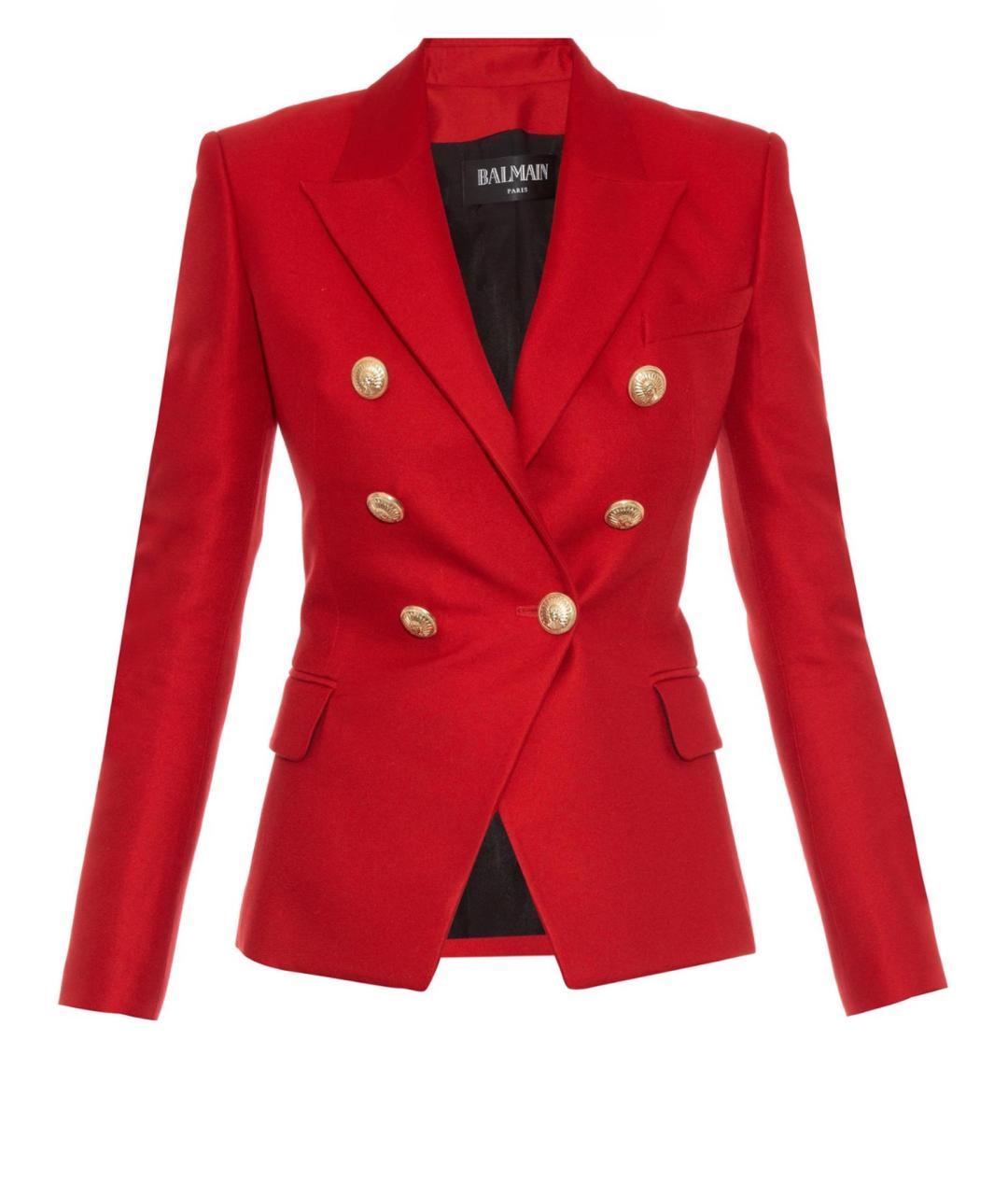 BALMAIN Красный шерстяной жакет/пиджак, фото 1