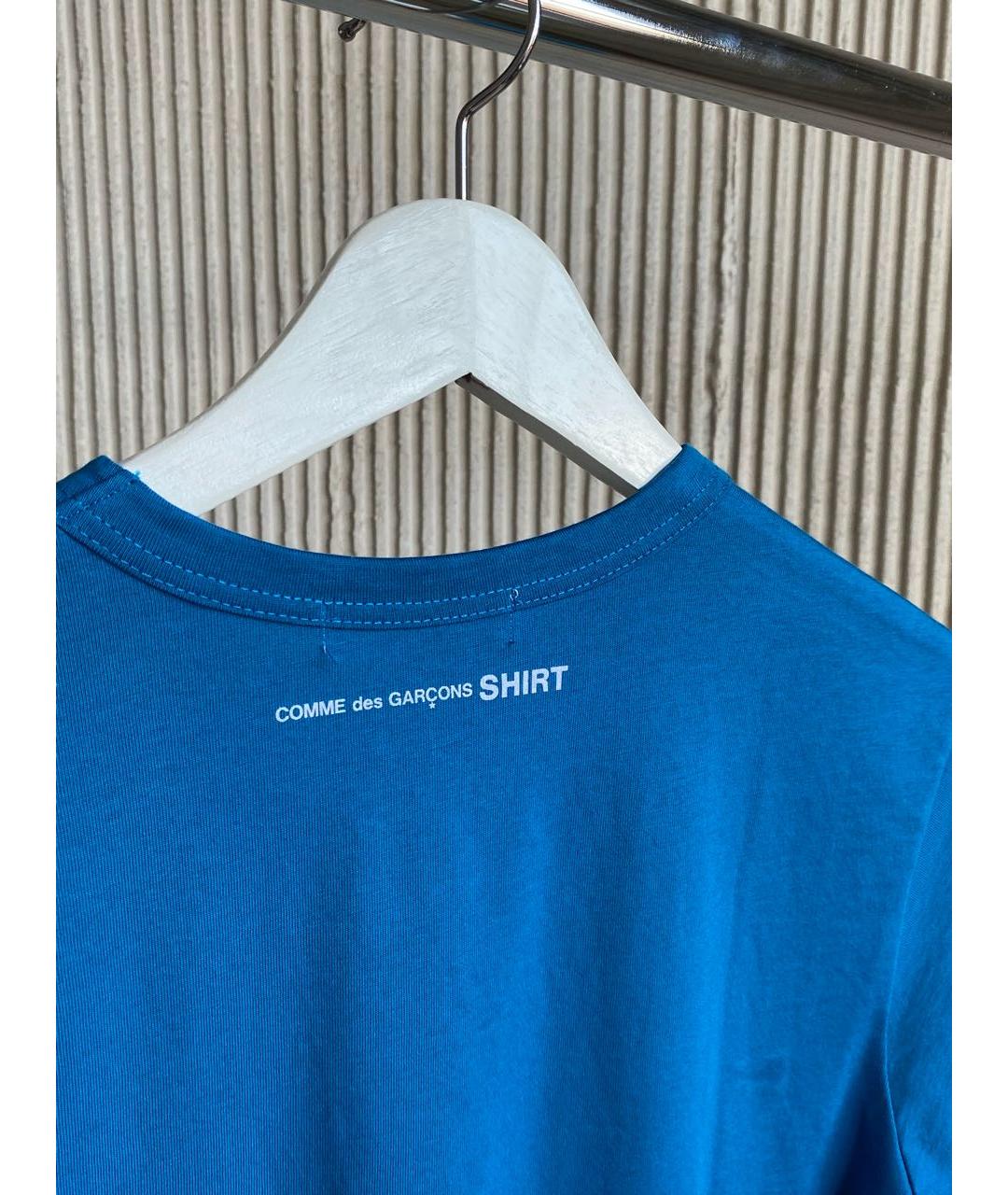 COMME DES GARÇONS SHIRT Синяя хлопковая футболка, фото 4