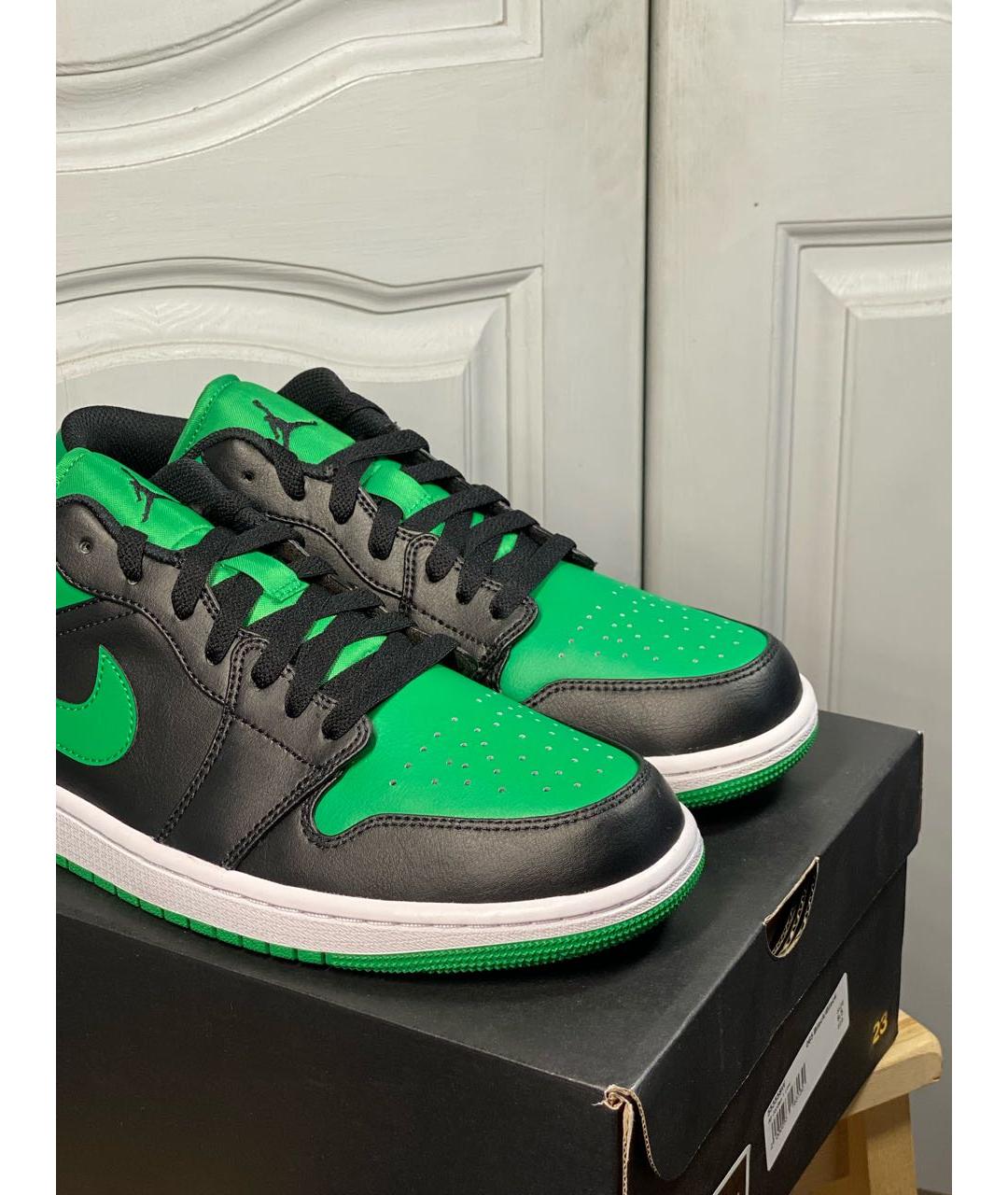 JORDAN Зеленые кожаные низкие кроссовки / кеды, фото 5