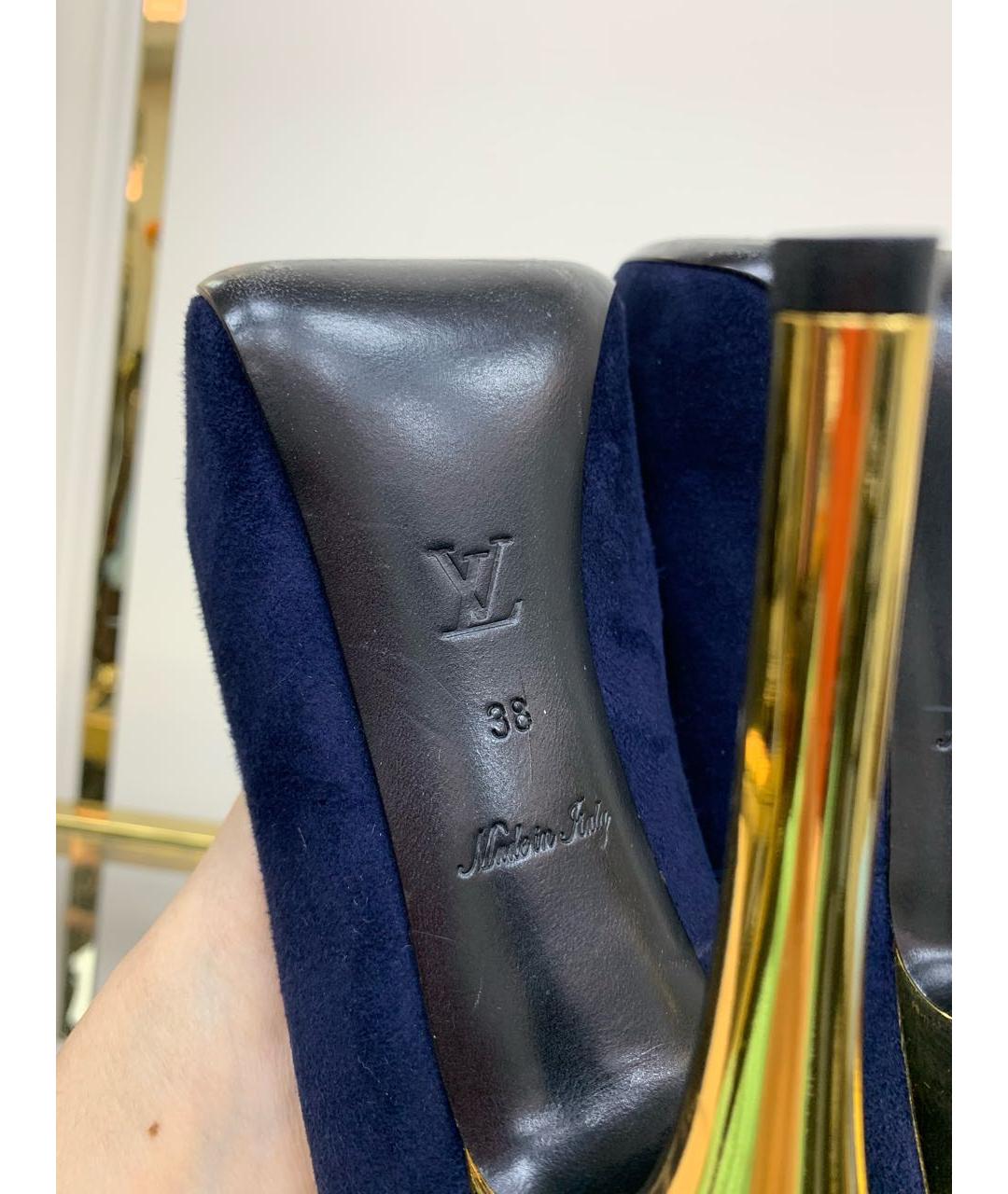 LOUIS VUITTON Темно-синие замшевые туфли, фото 7