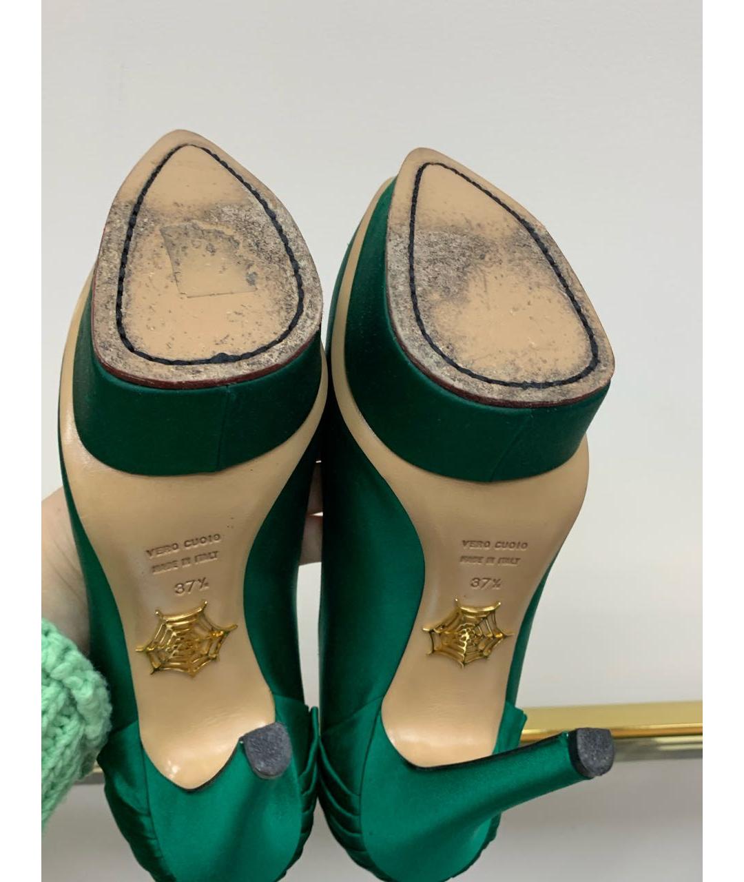CHARLOTTE OLYMPIA Зеленые текстильные туфли, фото 5