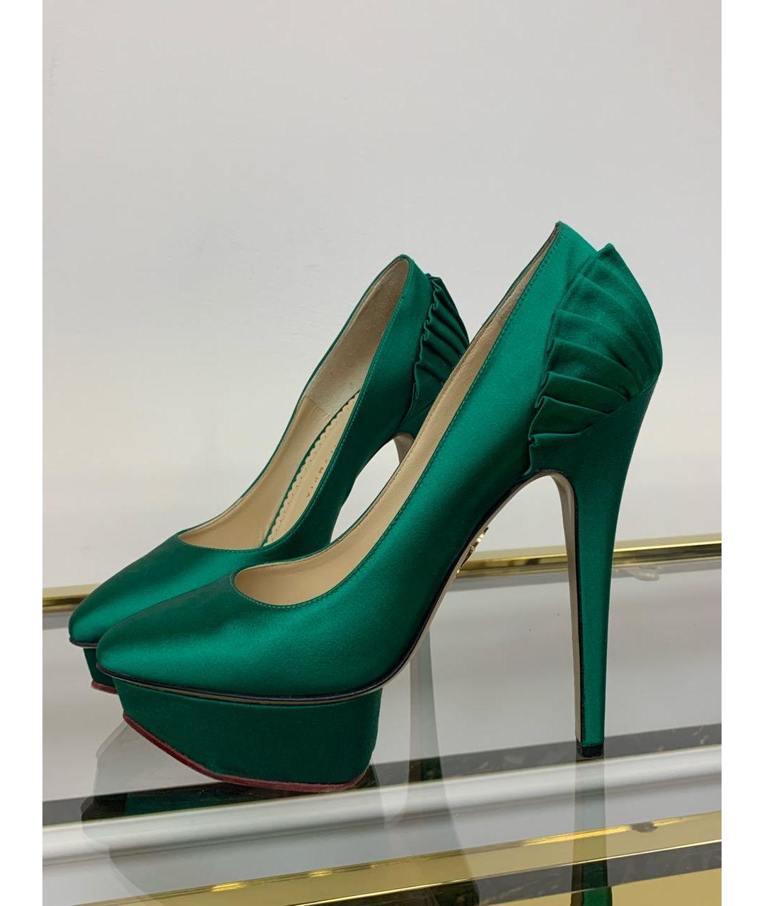 CHARLOTTE OLYMPIA Зеленые текстильные туфли, фото 8