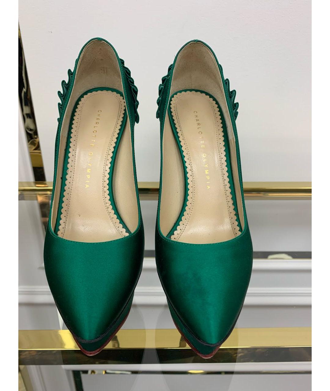 CHARLOTTE OLYMPIA Зеленые текстильные туфли, фото 2