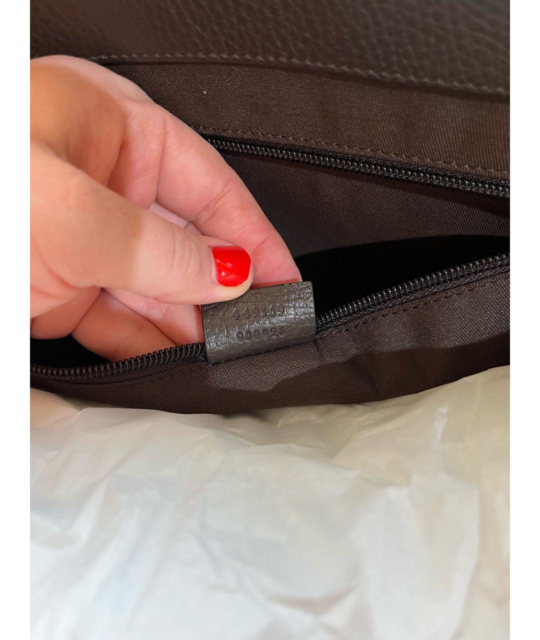 GUCCI Коричневая тканевая сумка тоут, фото 6