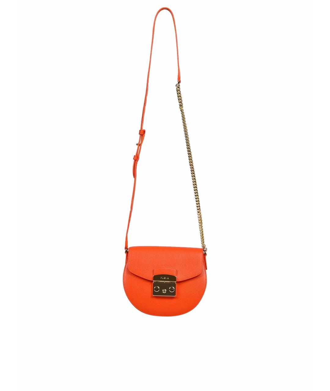 FURLA Оранжевая кожаная сумка через плечо, фото 1