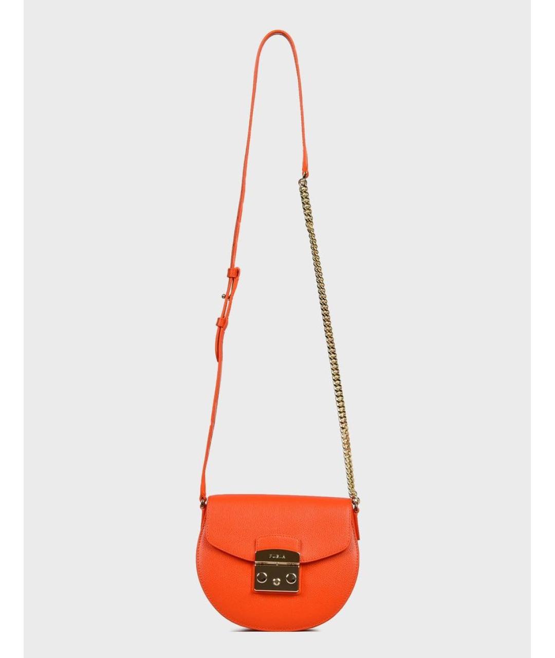 FURLA Оранжевая кожаная сумка через плечо, фото 9