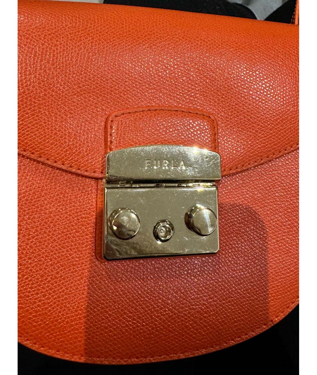 FURLA Оранжевая кожаная сумка через плечо, фото 5
