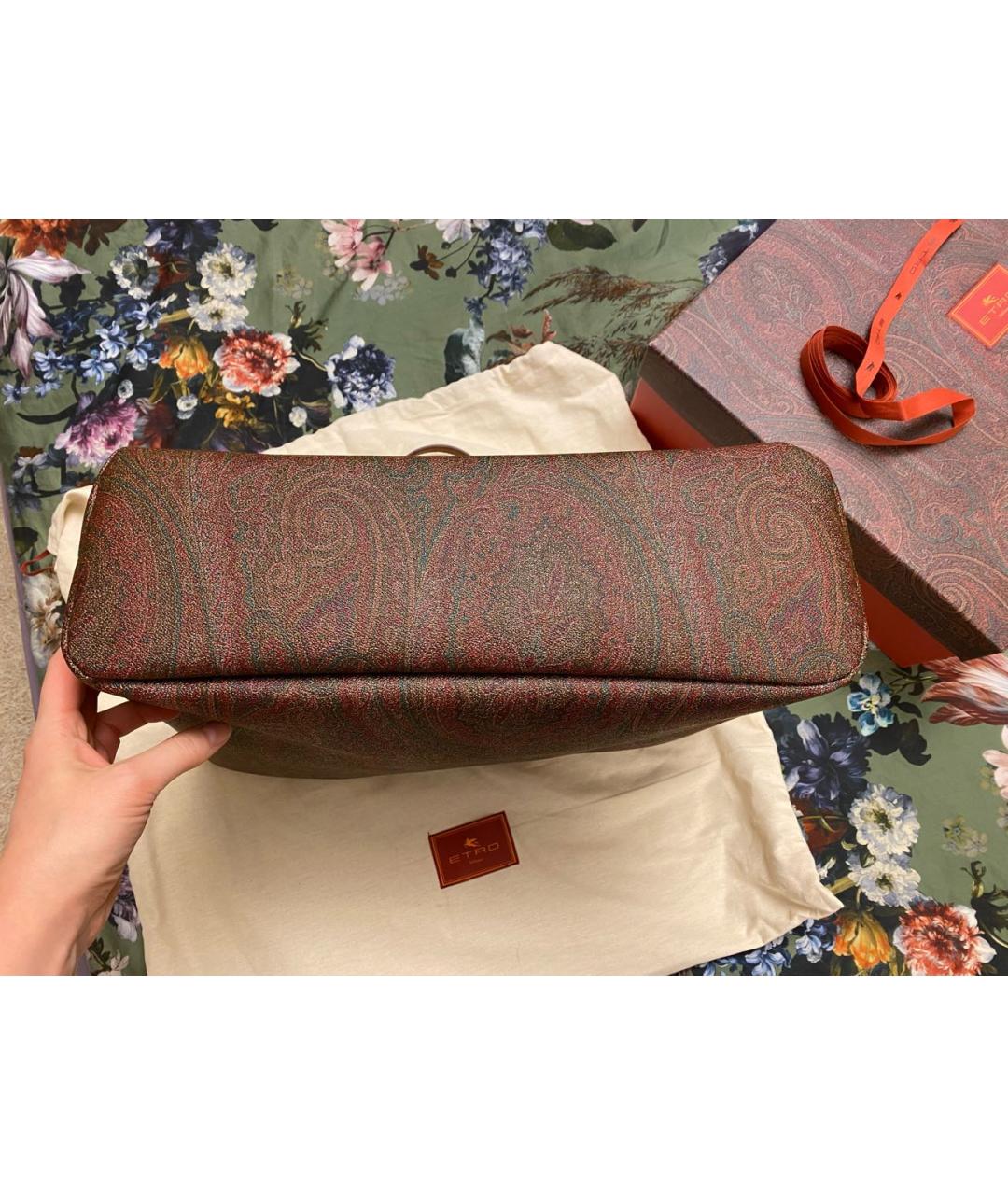 ETRO Коричневая кожаная сумка тоут, фото 5