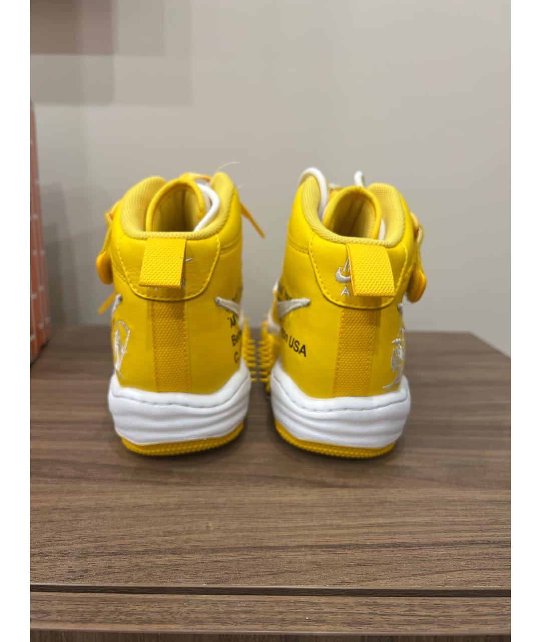 NIKE X OFF-WHITE Желтые высокие кроссовки / кеды из искусственной кожи, фото 4