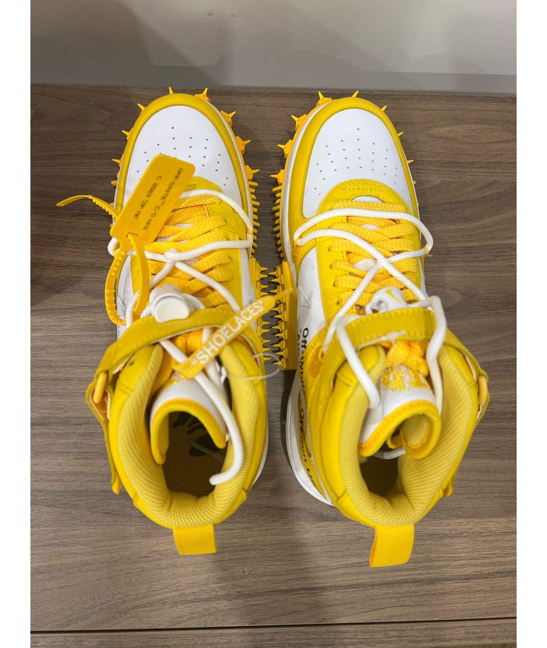 NIKE X OFF-WHITE Желтые высокие кроссовки / кеды из искусственной кожи, фото 3