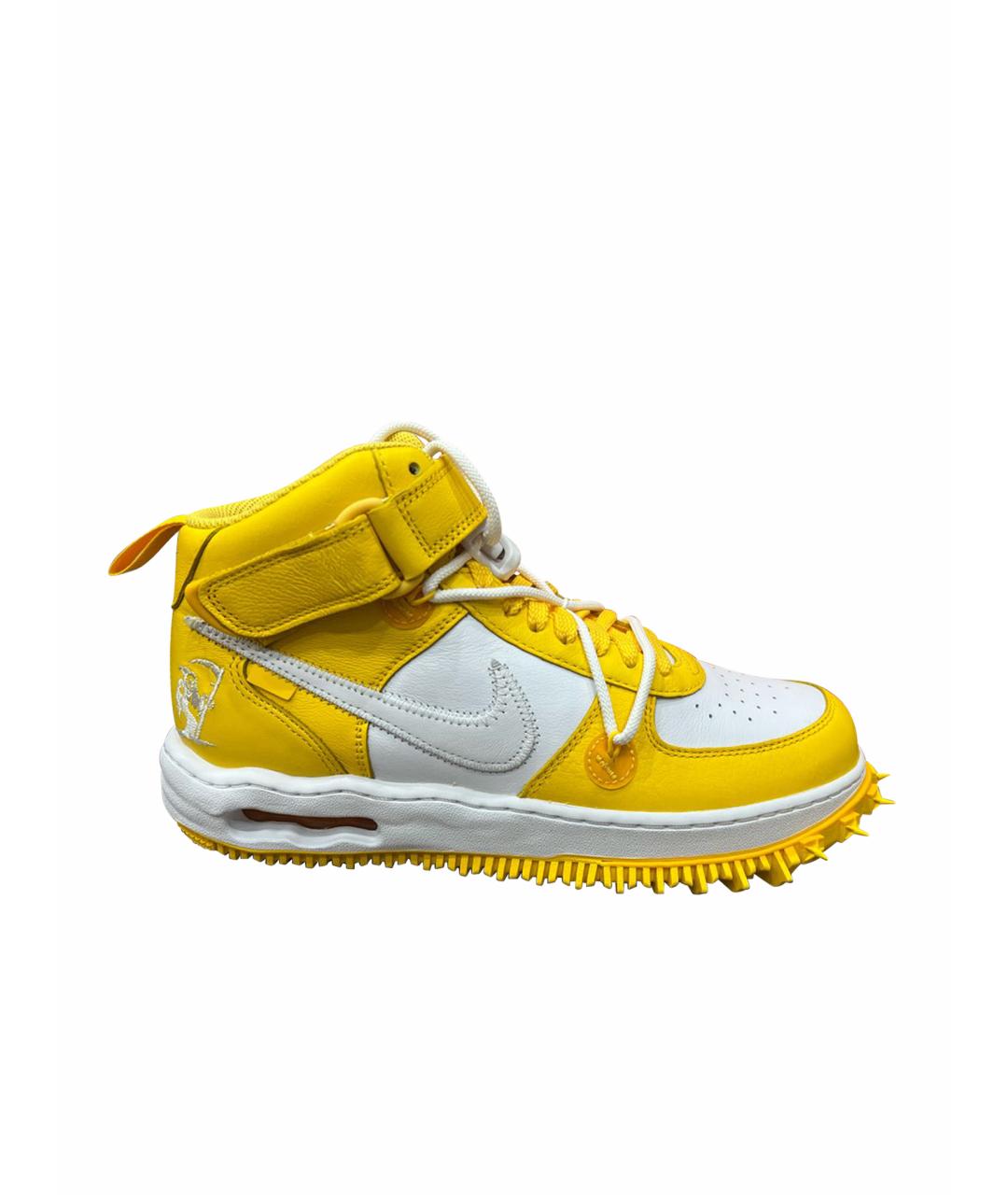 NIKE X OFF-WHITE Желтые высокие кроссовки / кеды из искусственной кожи, фото 1