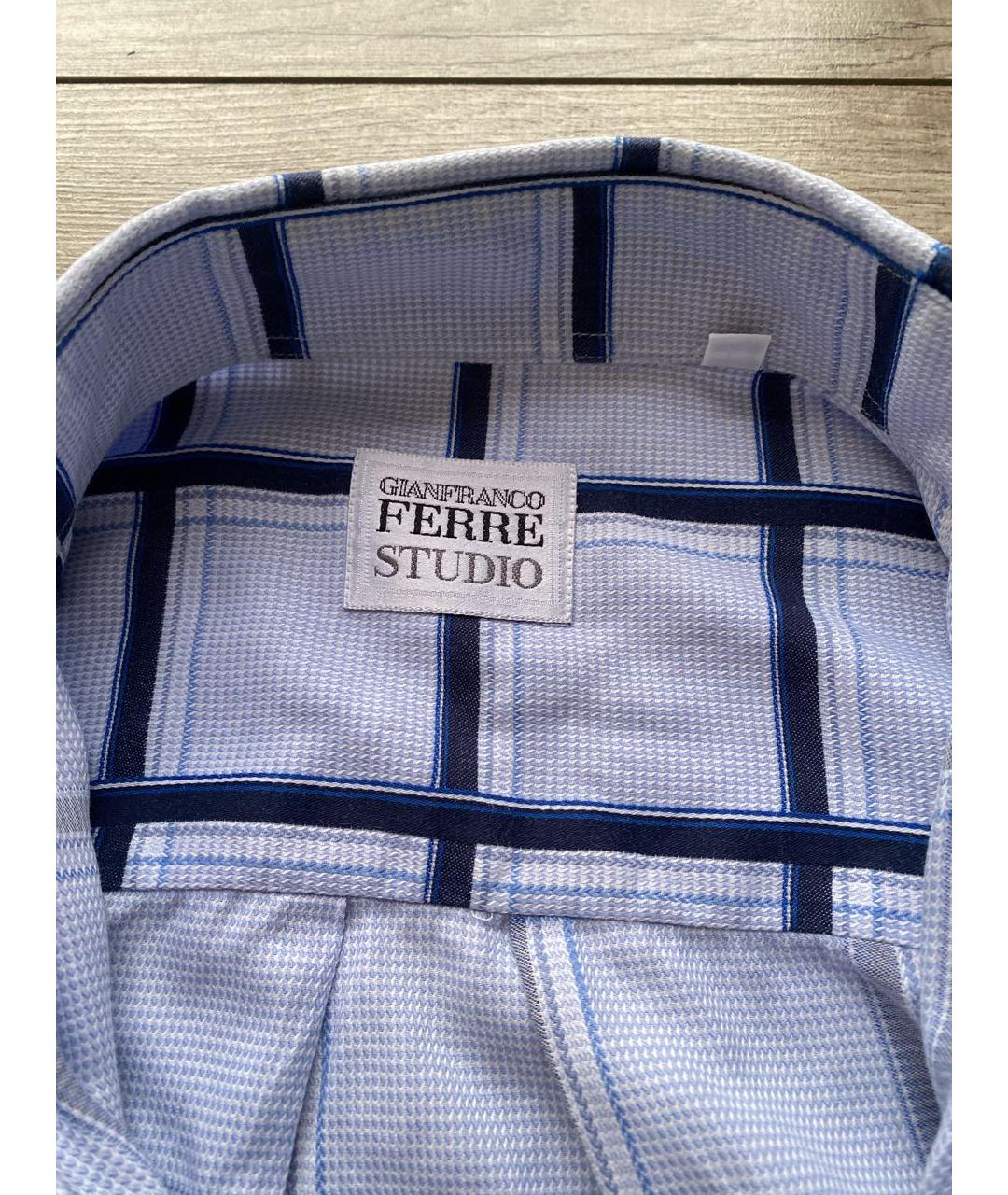 GIANFRANCO FERRE Голубая хлопковая кэжуал рубашка, фото 3