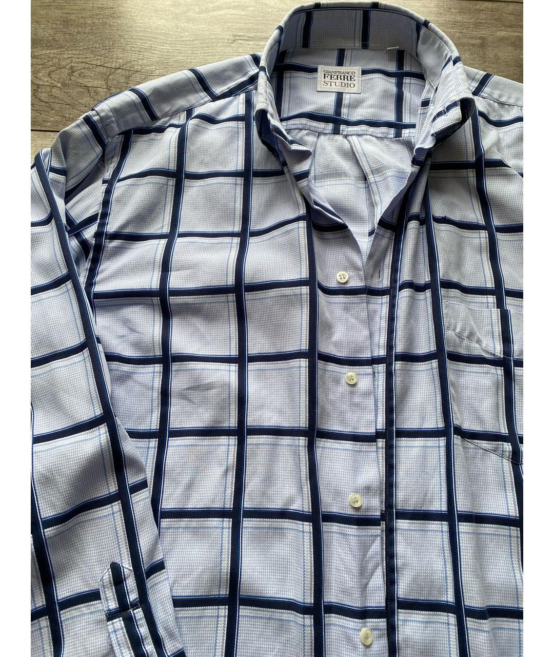 GIANFRANCO FERRE Голубая хлопковая кэжуал рубашка, фото 2