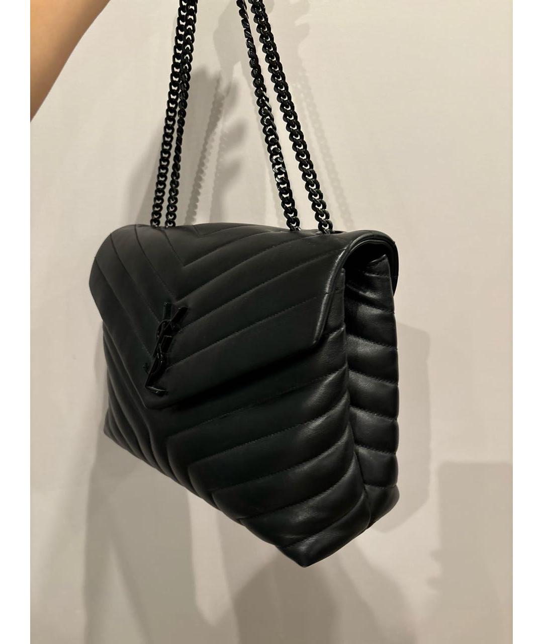 SAINT LAURENT Черная кожаная сумка через плечо, фото 2