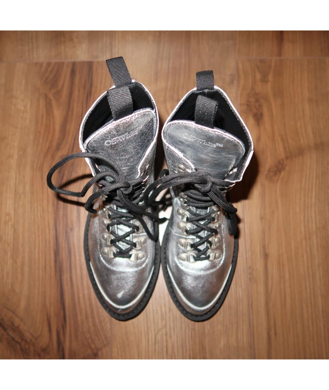 OFF-WHITE Серебряные ботинки из искусственной кожи, фото 4