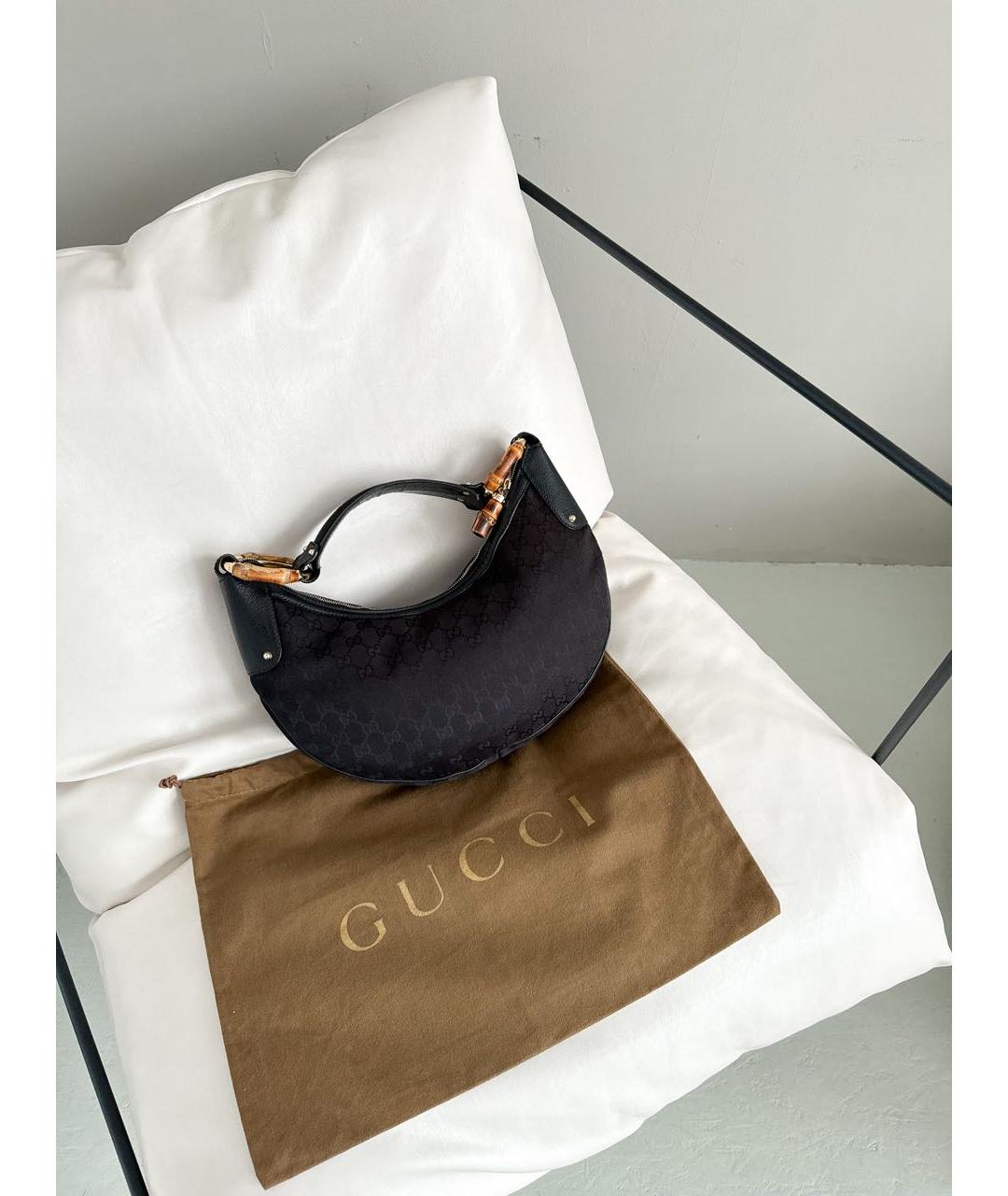 GUCCI Черная жаккардовая сумка с короткими ручками, фото 8