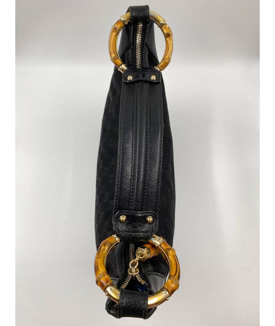 GUCCI Черная жаккардовая сумка с короткими ручками, фото 6