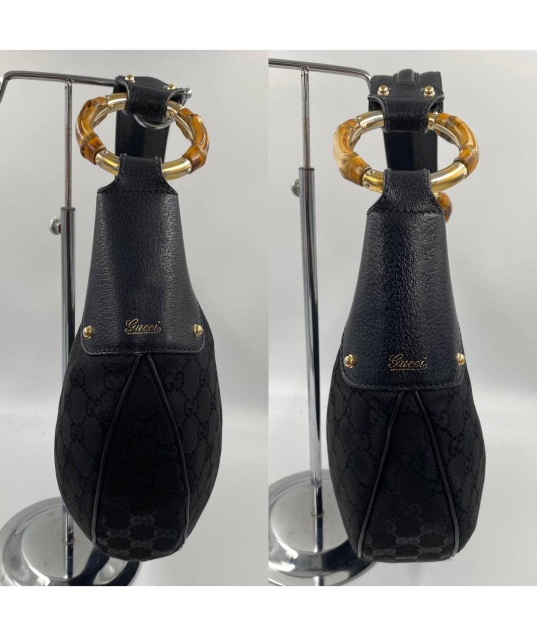 GUCCI Черная жаккардовая сумка с короткими ручками, фото 5