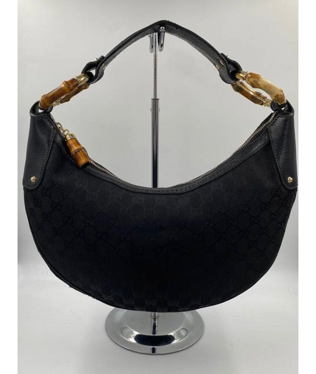 GUCCI Черная жаккардовая сумка с короткими ручками, фото 2