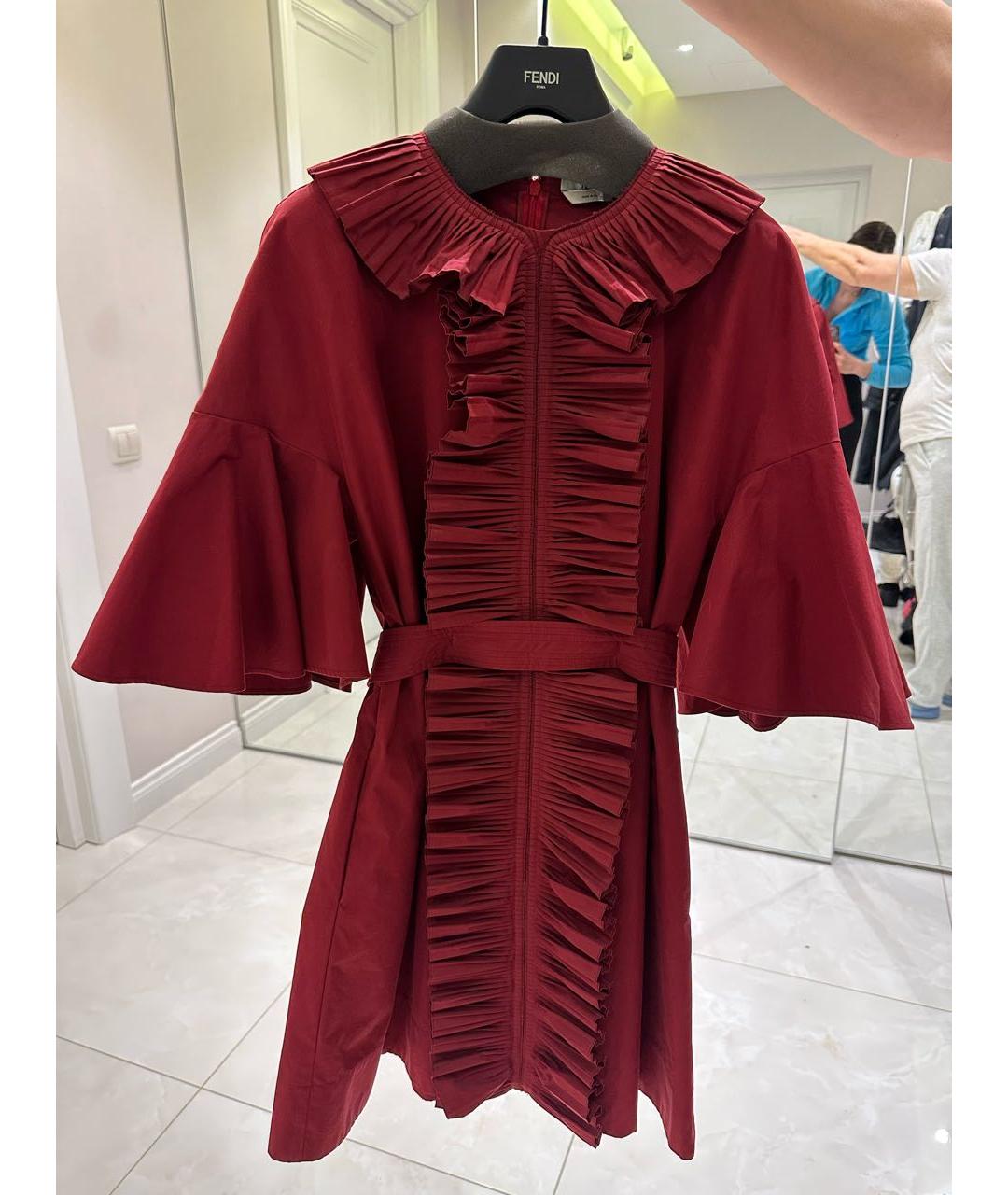 FENDI Бордовое вискозное коктейльное платье, фото 7