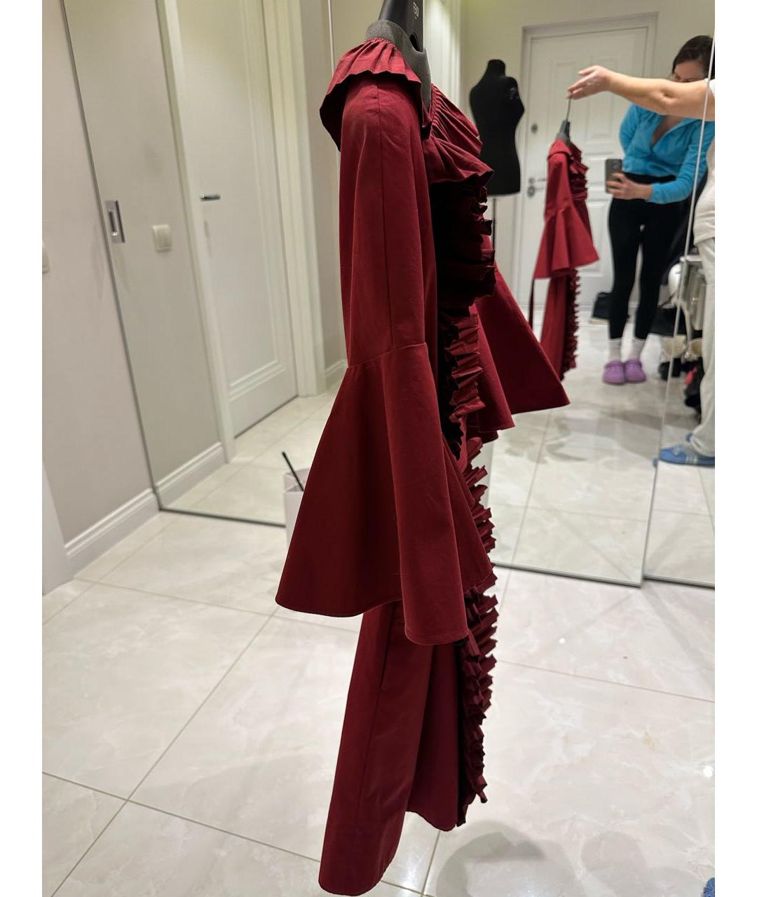 FENDI Бордовое вискозное коктейльное платье, фото 3