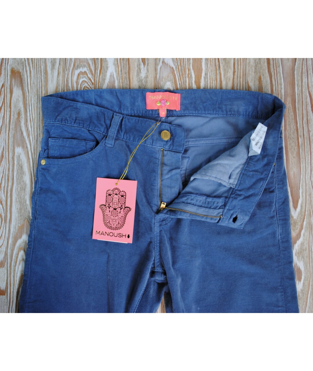 MANOUSH Голубые хлопко-эластановые джинсы слим, фото 3