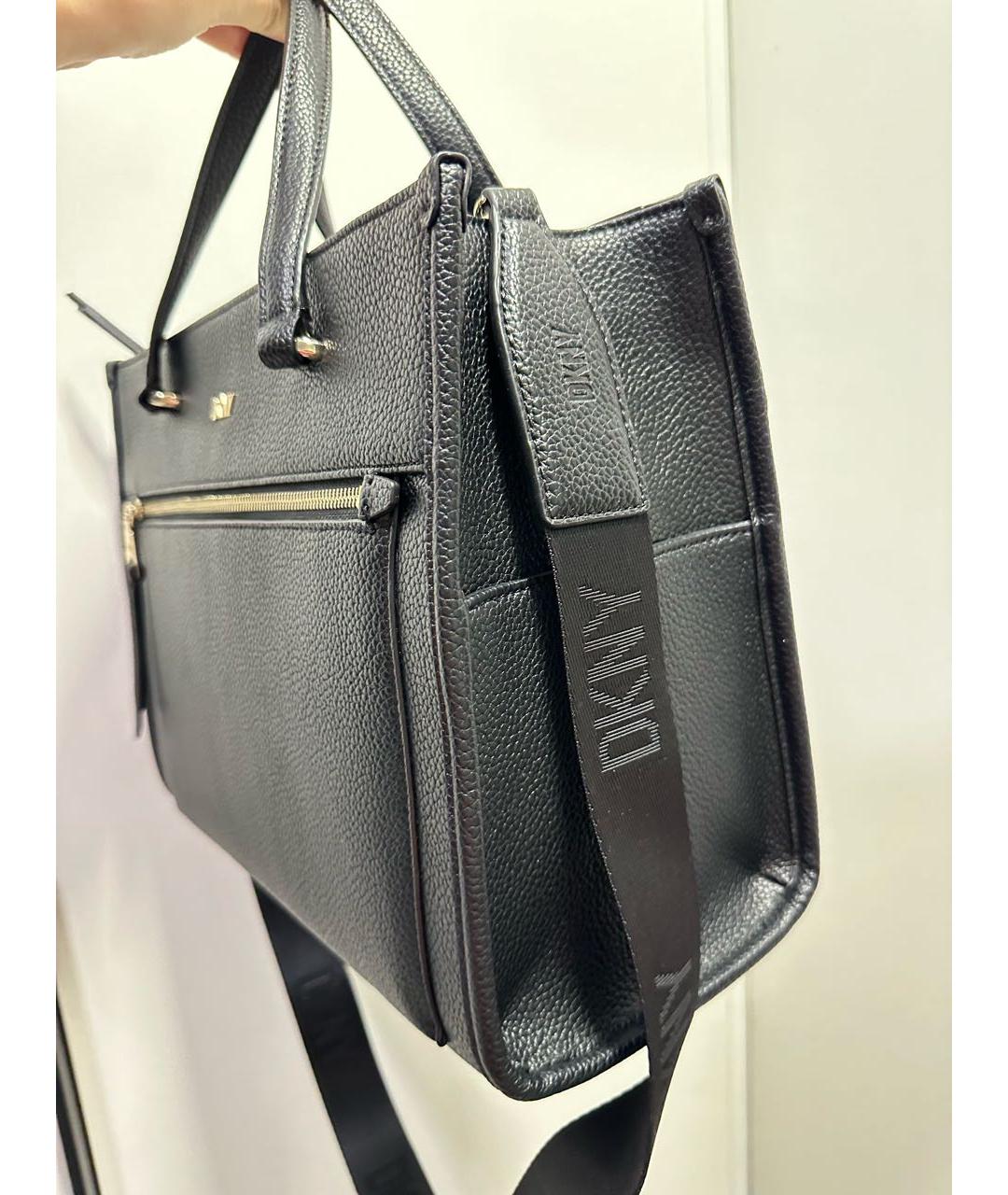 DKNY Черная кожаная сумка с короткими ручками, фото 2