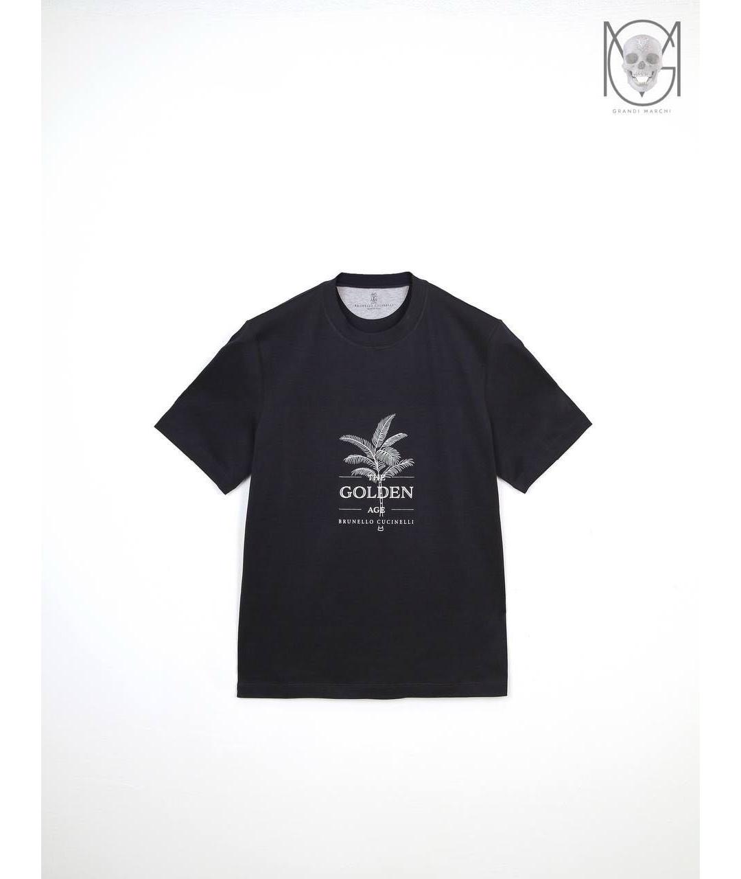 BRUNELLO CUCINELLI Темно-синяя хлопковая футболка, фото 9