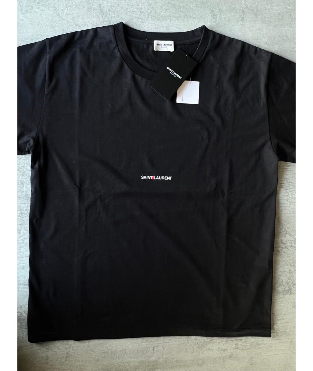 SAINT LAURENT Черная хлопковая футболка, фото 2