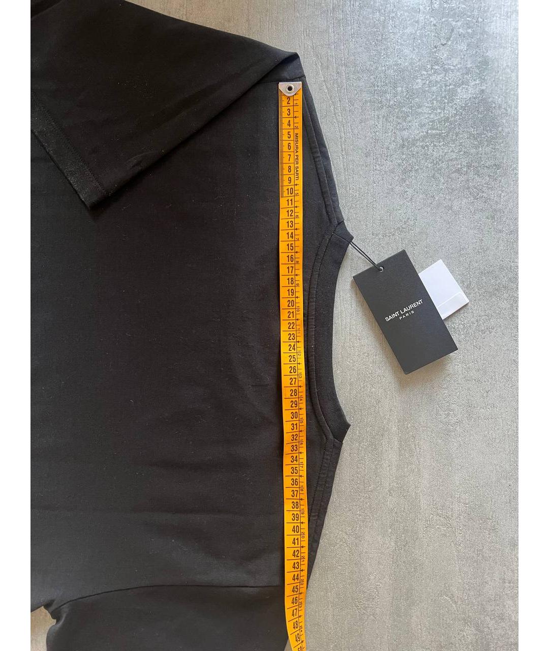 SAINT LAURENT Черная хлопковая футболка, фото 4