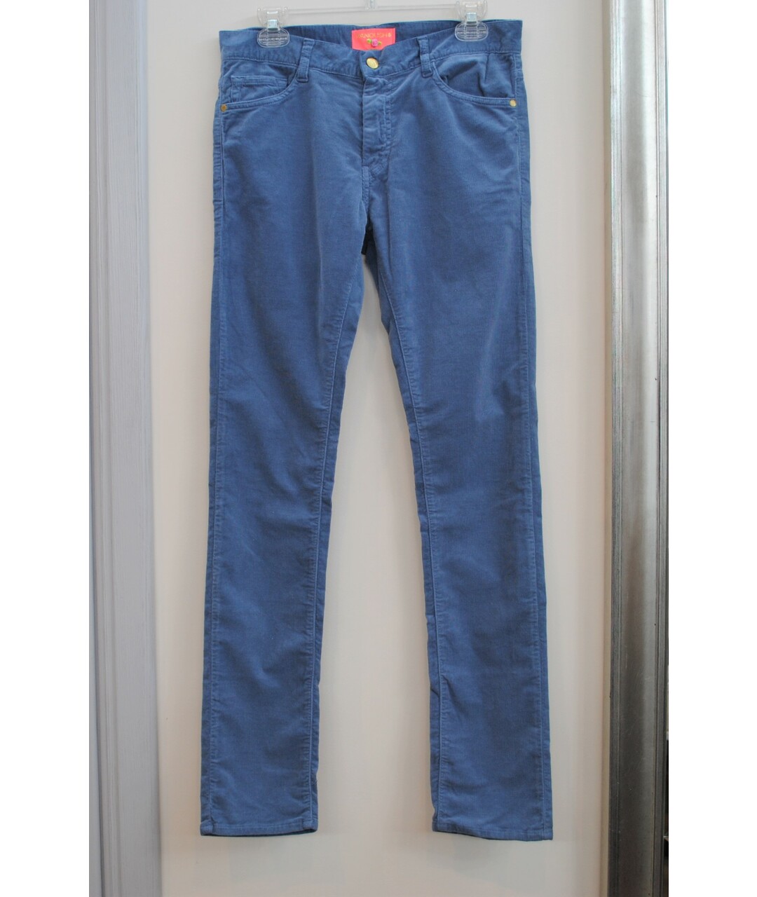 MANOUSH Голубые хлопко-эластановые прямые джинсы, фото 5
