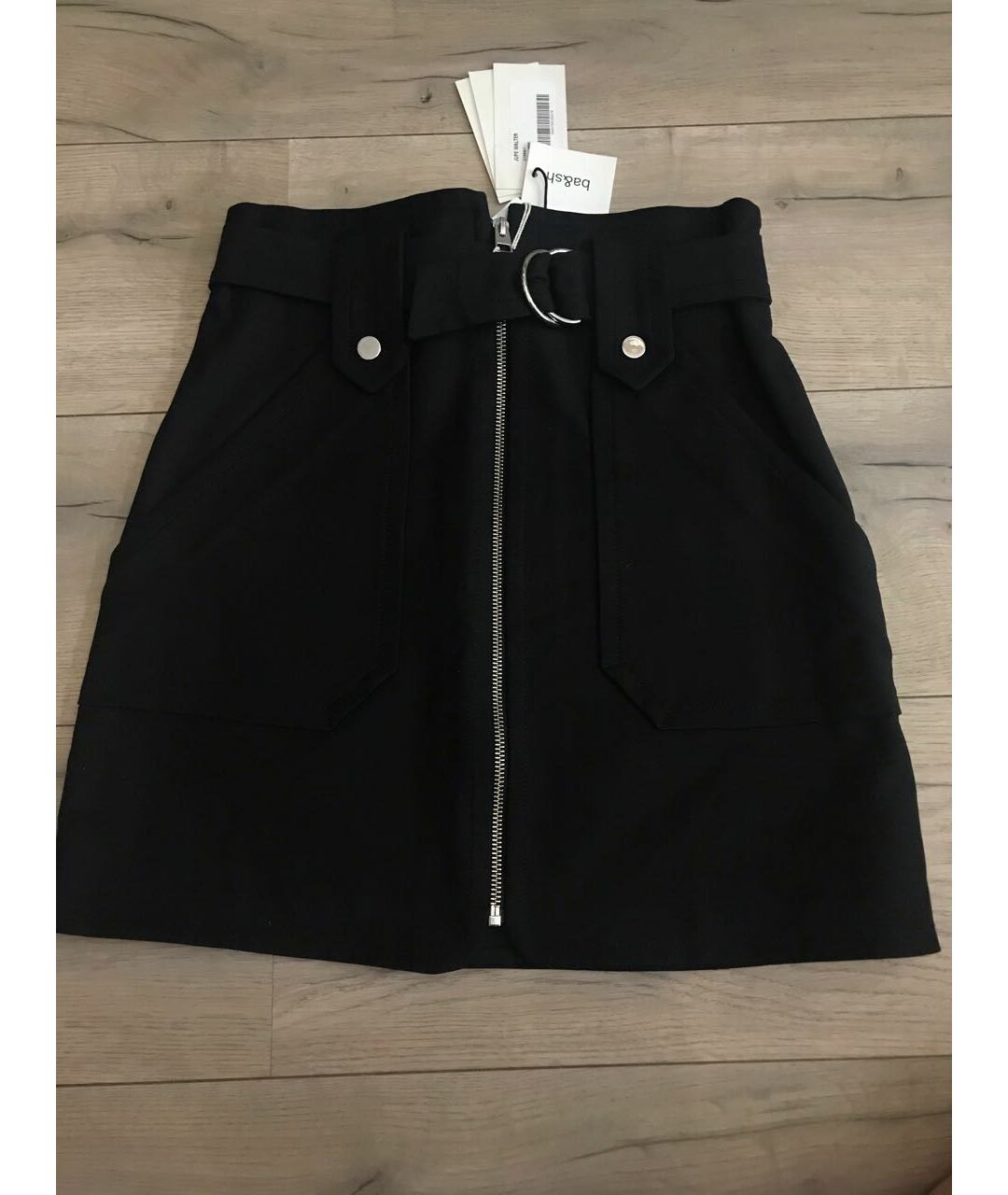 BA&SH Черная хлопко-эластановая юбка мини, фото 2