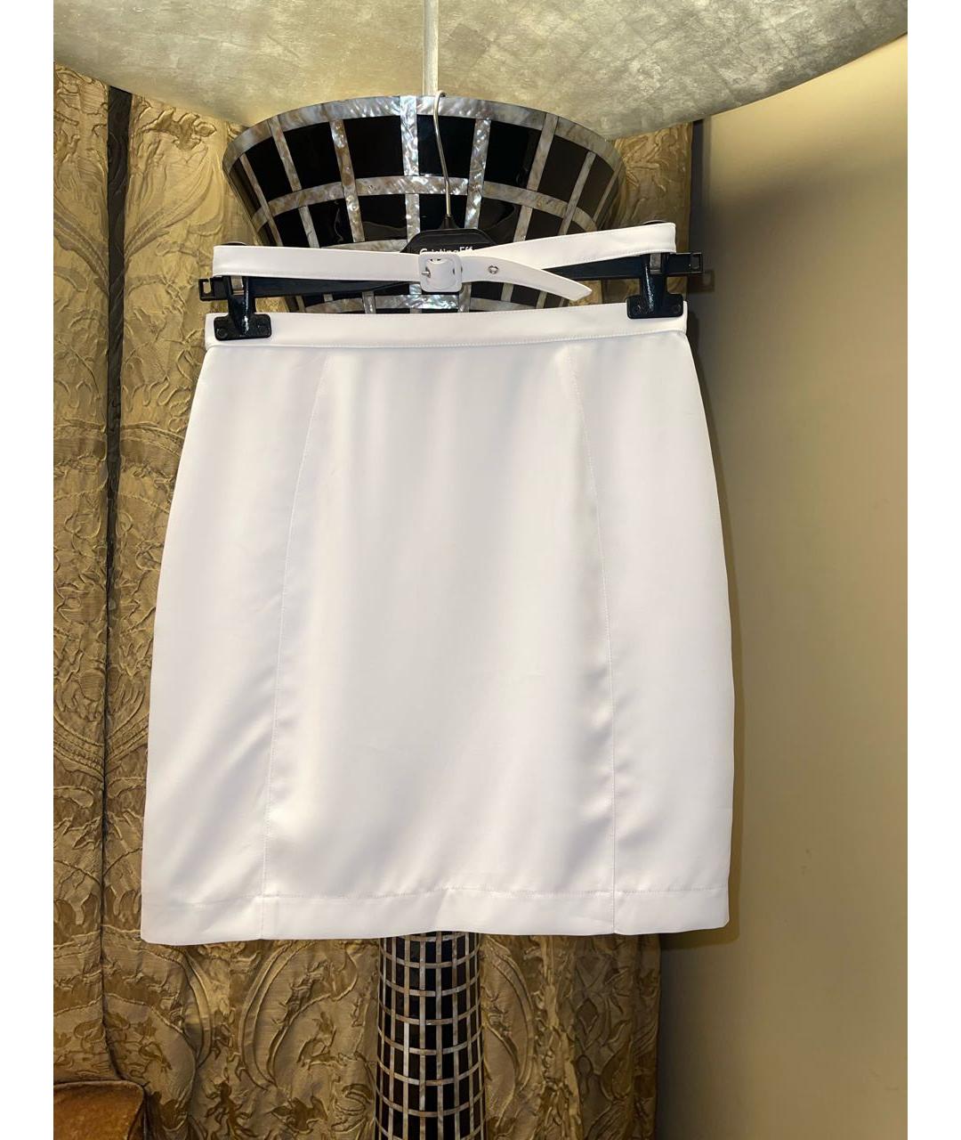 THIERRY MUGLER Белая полиэстеровая юбка мини, фото 3