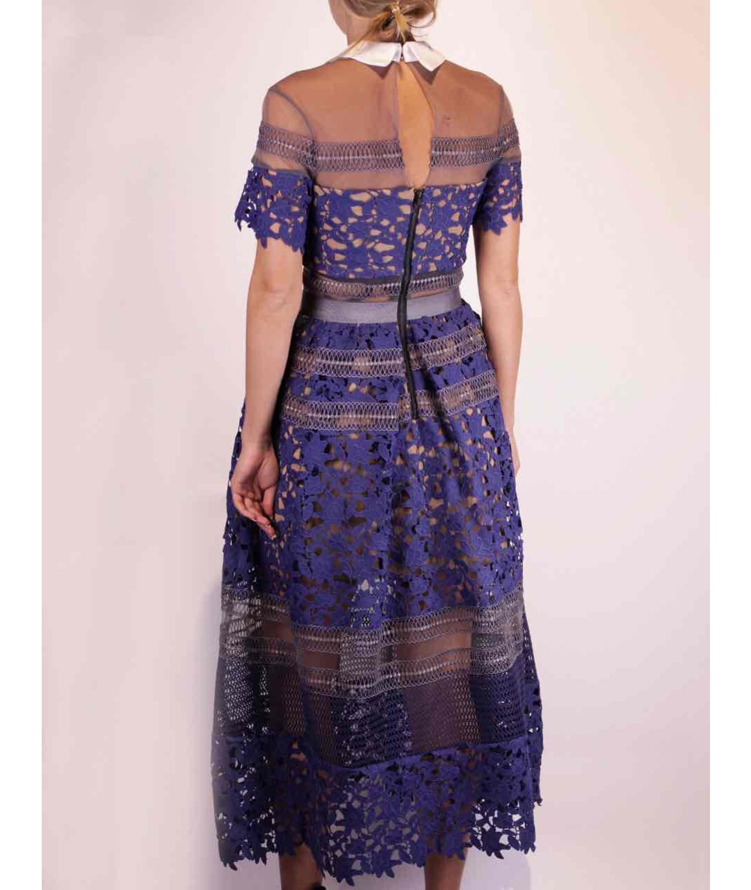SELF-PORTRAIT Синее кружевное вечернее платье, фото 2