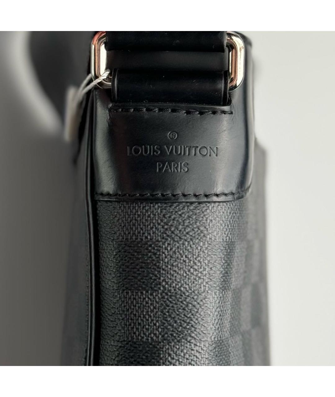 LOUIS VUITTON PRE-OWNED Антрацитовая кожаная сумка на плечо, фото 6