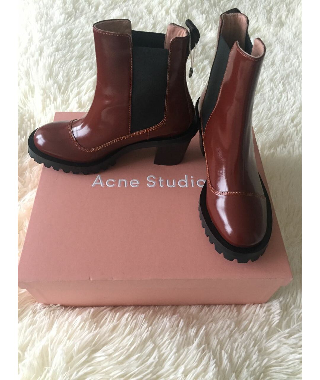 ACNE STUDIOS Коричневые ботинки из лакированной кожи, фото 4