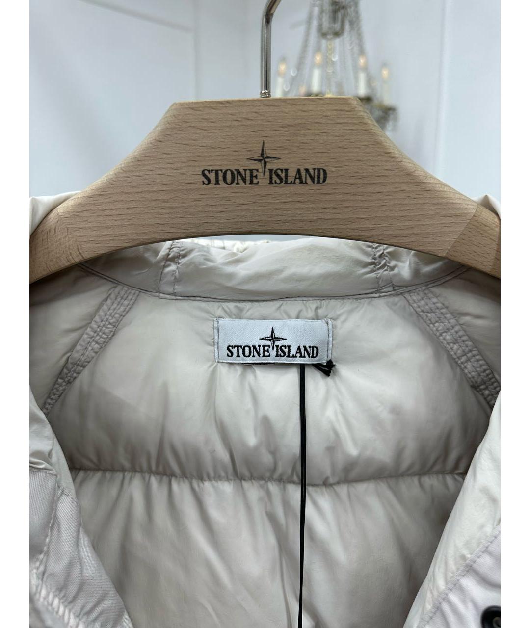 STONE ISLAND Бежевый полиамидовый пуховик, фото 3