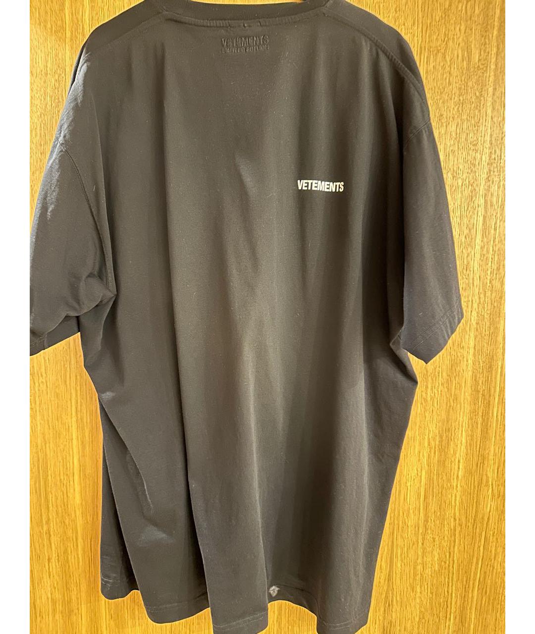 VETEMENTS Черная хлопковая футболка, фото 3