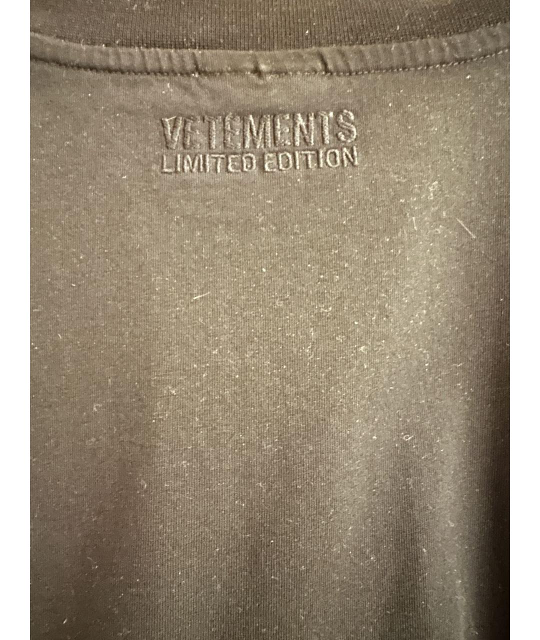 VETEMENTS Черная хлопковая футболка, фото 4