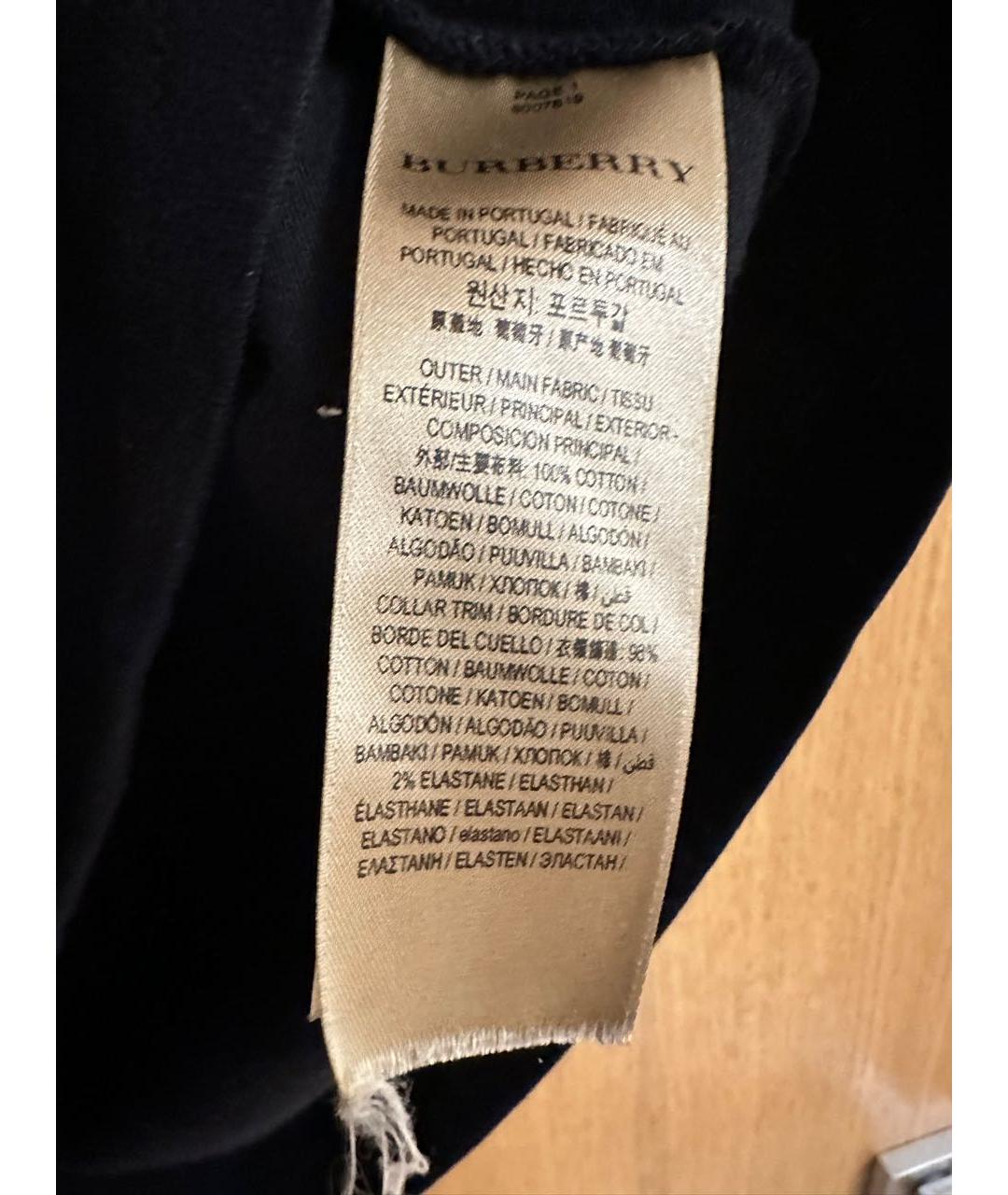 BURBERRY Черная хлопковая футболка, фото 4