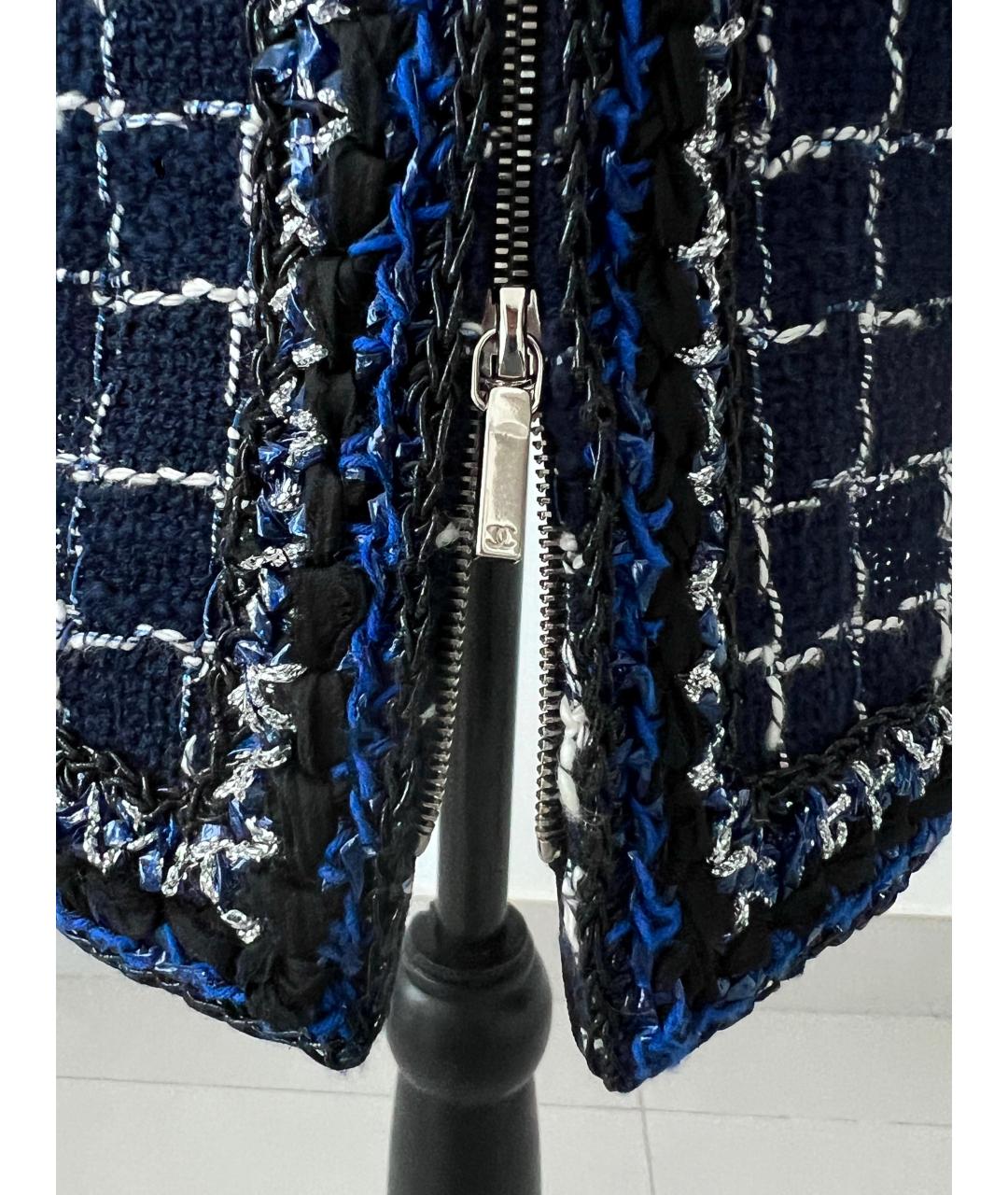 CHANEL Темно-синее твидовое коктейльное платье, фото 8