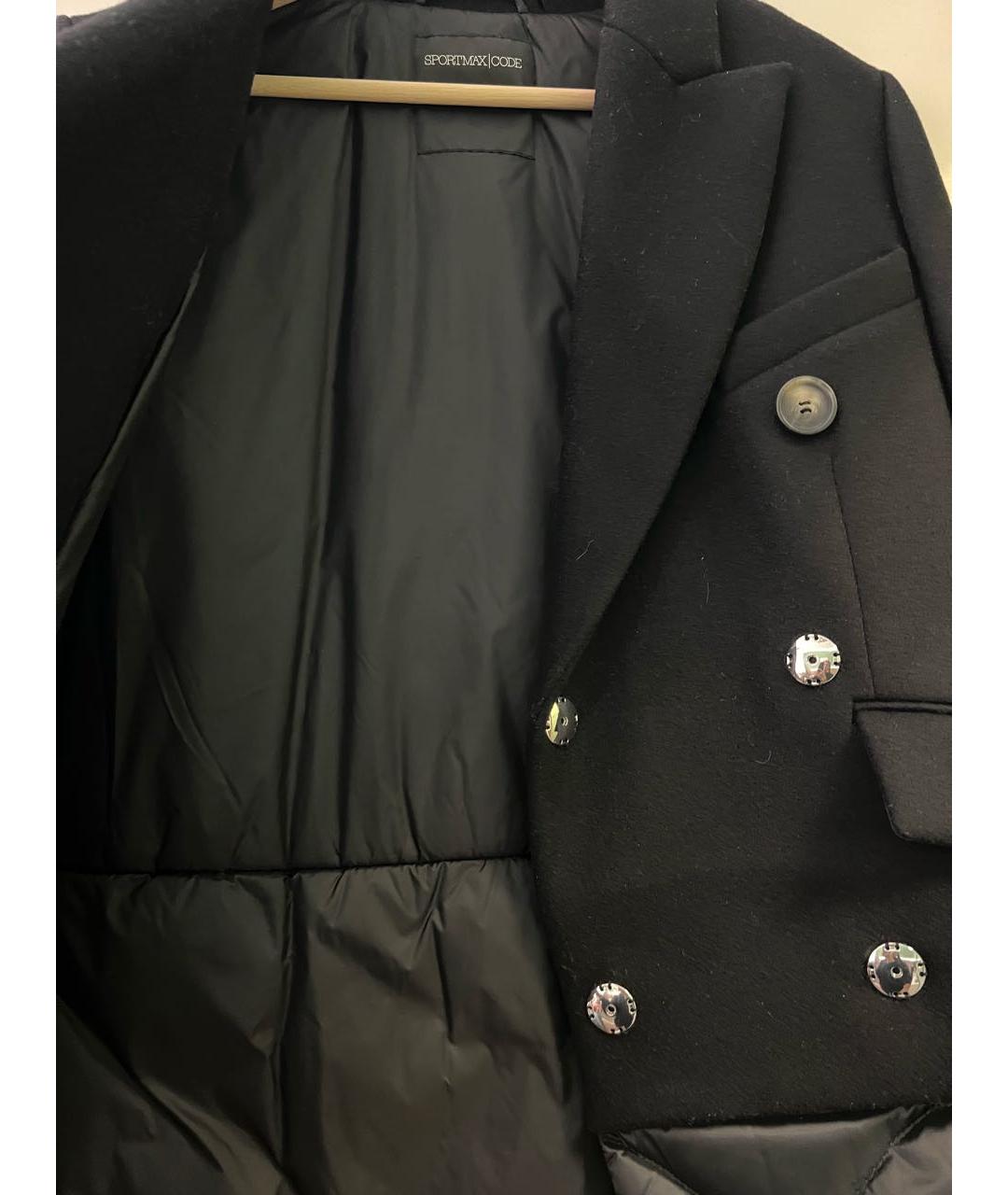 SPORTMAX Черное шерстяное пальто, фото 4