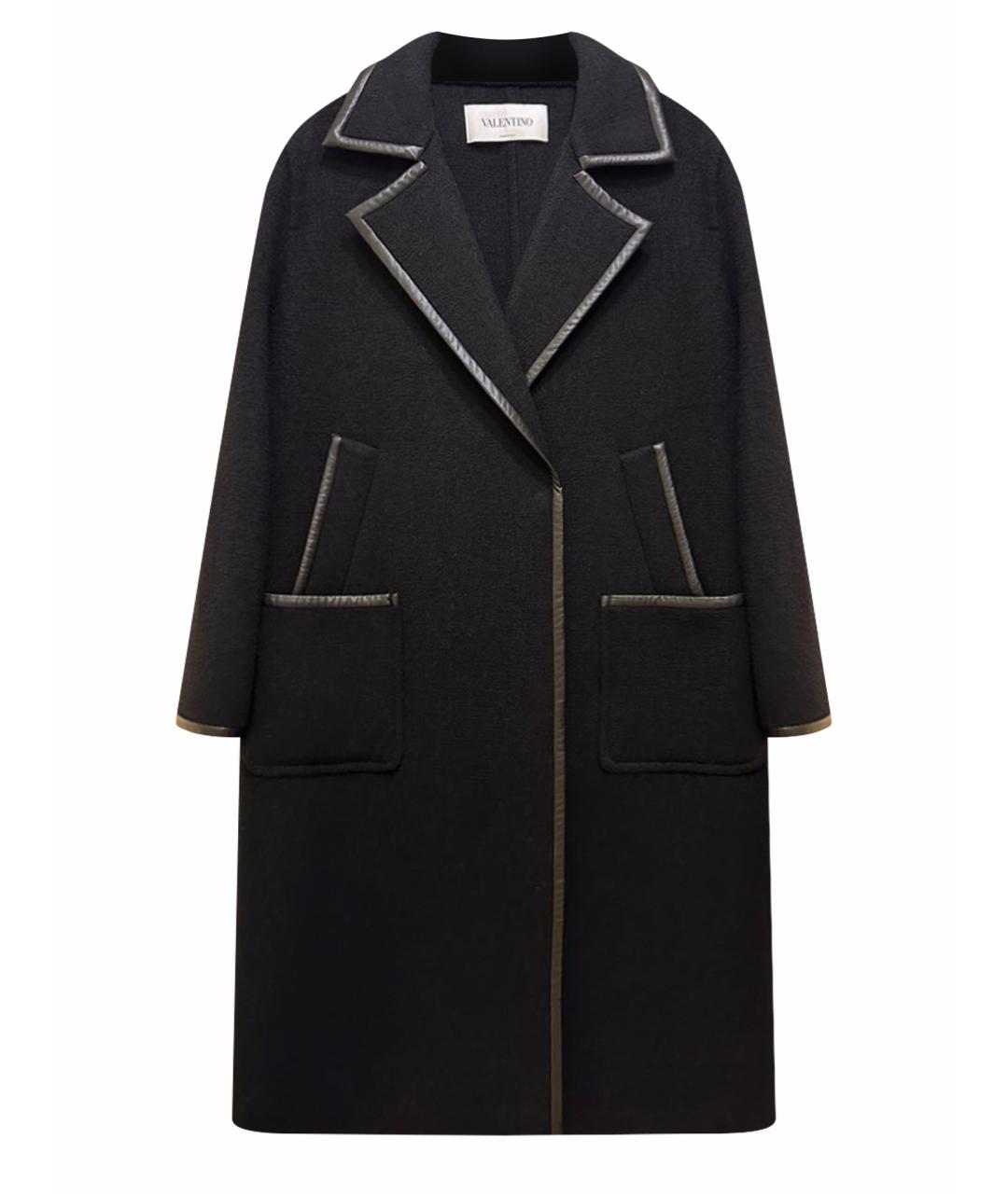 VALENTINO Черное шерстяное пальто, фото 1