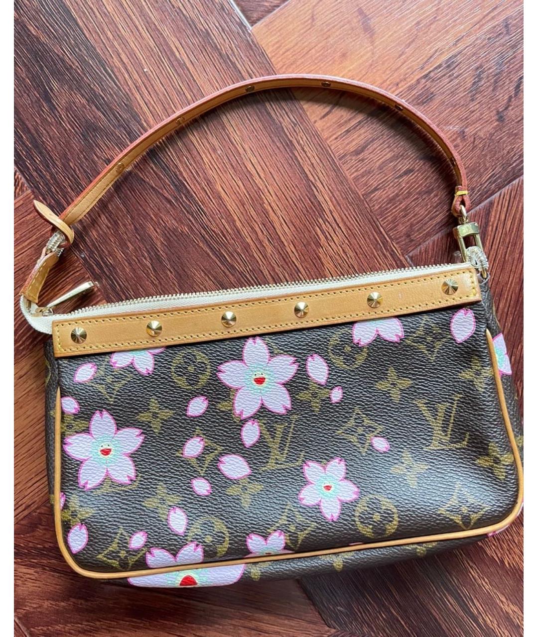 LOUIS VUITTON Коричневая кожаная сумка с короткими ручками, фото 7