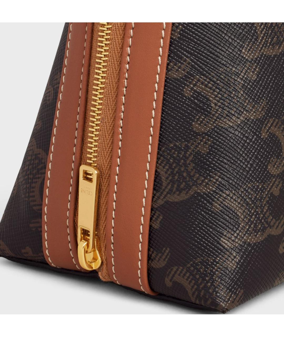 CELINE Коричневая кожаная косметичка, фото 4