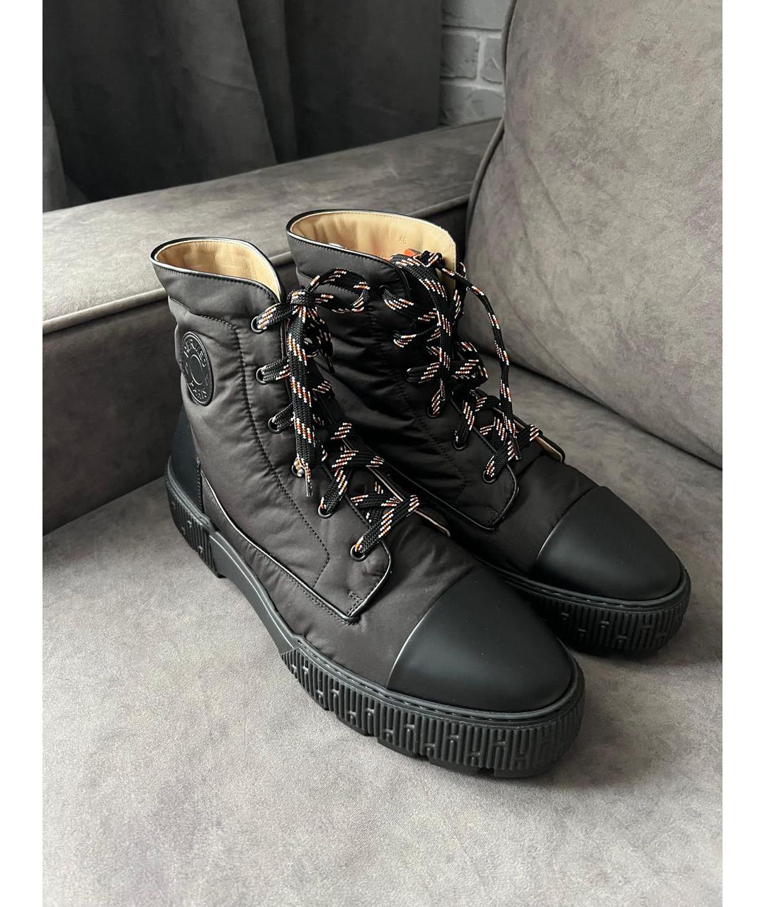 HERMES PRE-OWNED Черные текстильные высокие ботинки, фото 3