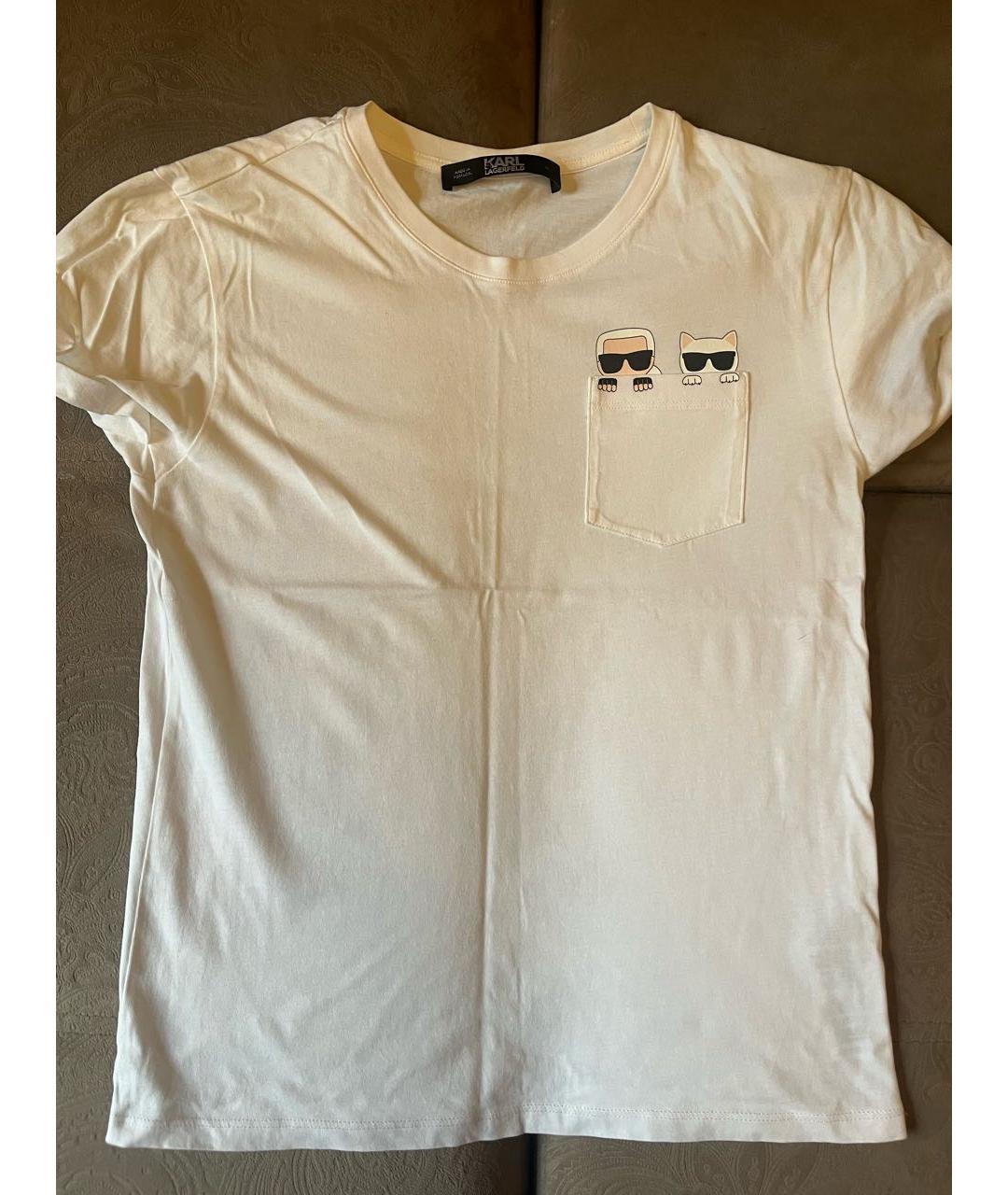 KARL LAGERFELD Белая хлопковая футболка, фото 2