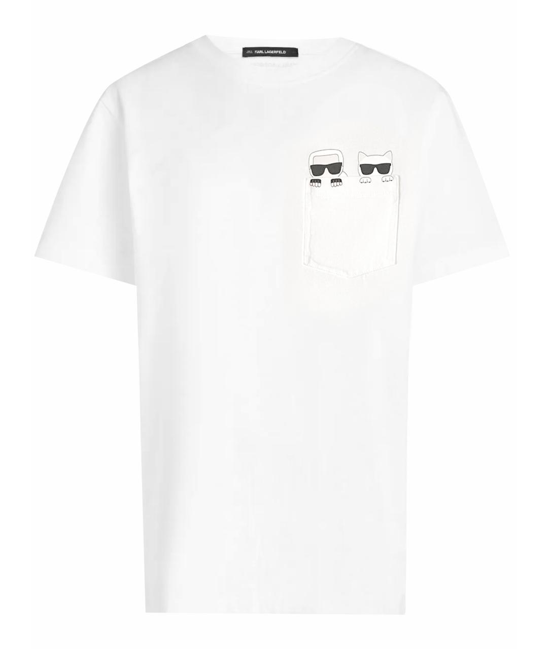 KARL LAGERFELD Белая хлопковая футболка, фото 1