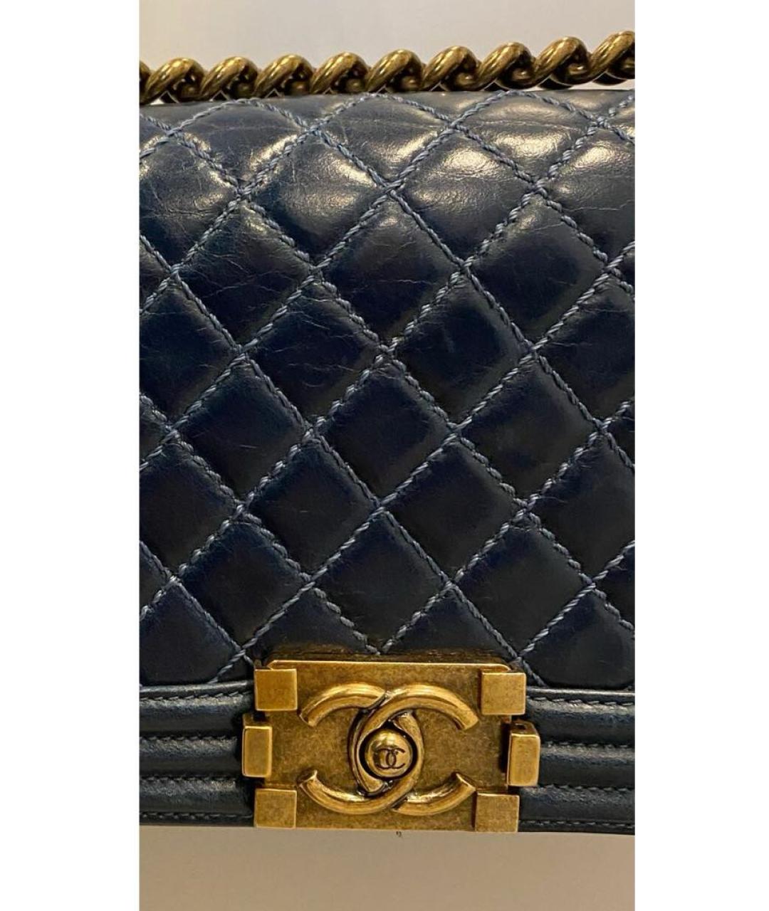 CHANEL PRE-OWNED Темно-синяя кожаная сумка через плечо, фото 3