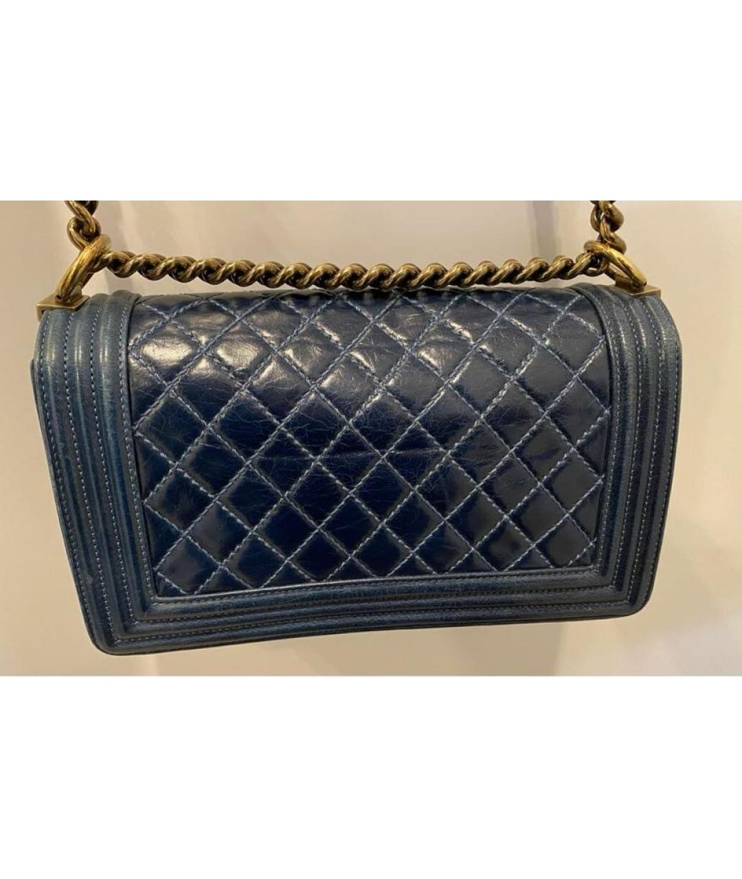 CHANEL PRE-OWNED Темно-синяя кожаная сумка через плечо, фото 4